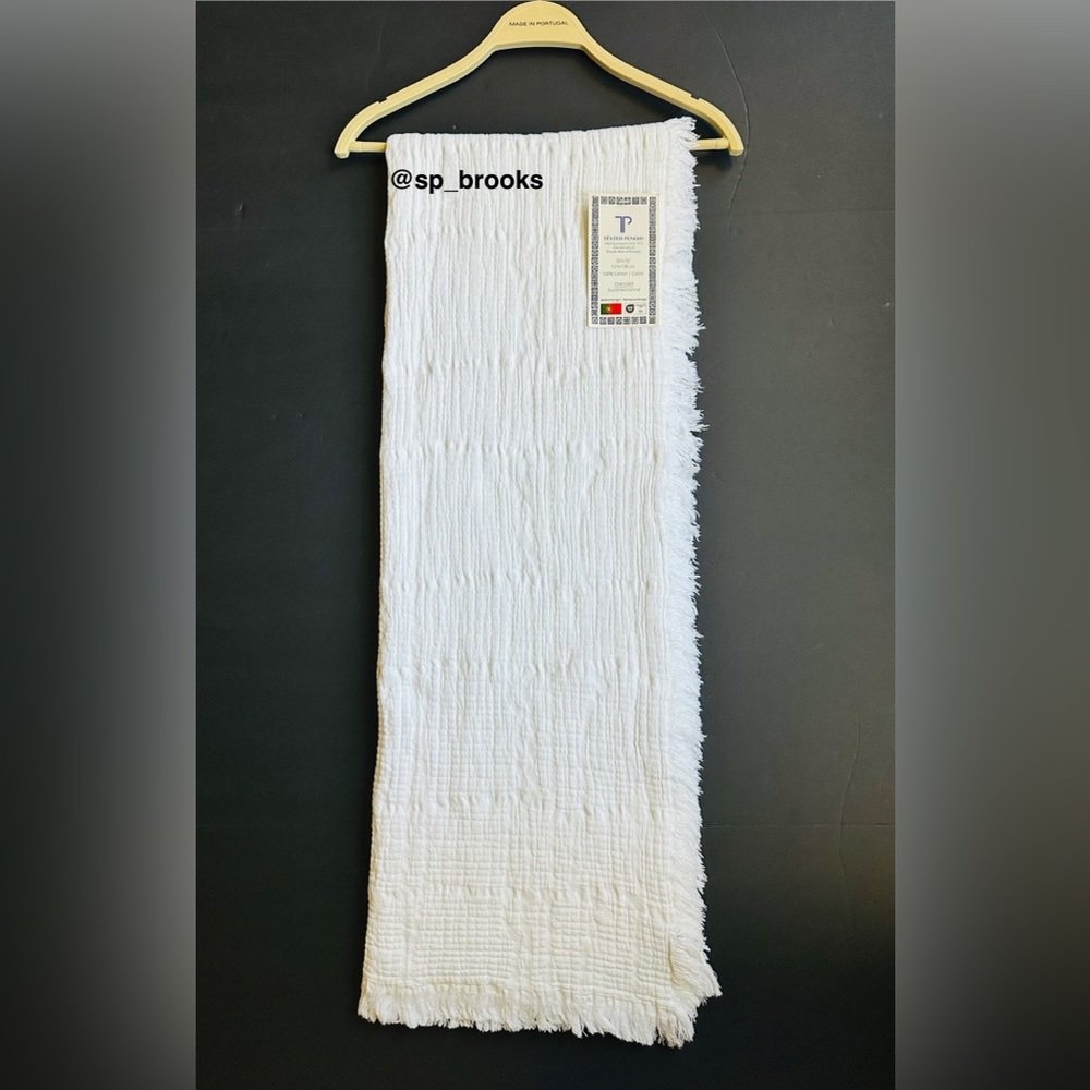 🎁Texteis Penedo White Smocked Matelasse Throw Blanket 50”x70” Made in Portugal